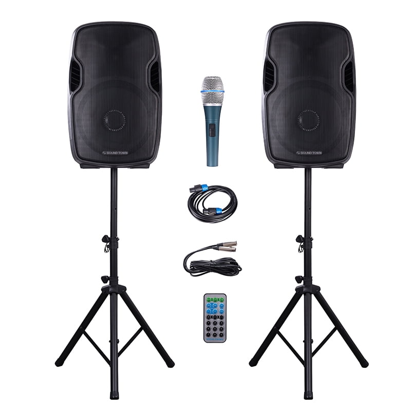 Sound Town Portable 15’’ 2500 Watt 2Way Powered PA DJ Speaker System