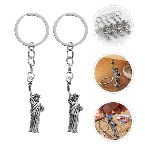 BESTYASH 10Pcs Metal Statue of Liberty Keychain Usa Souvenir for Memorial Day and Travel Accessories