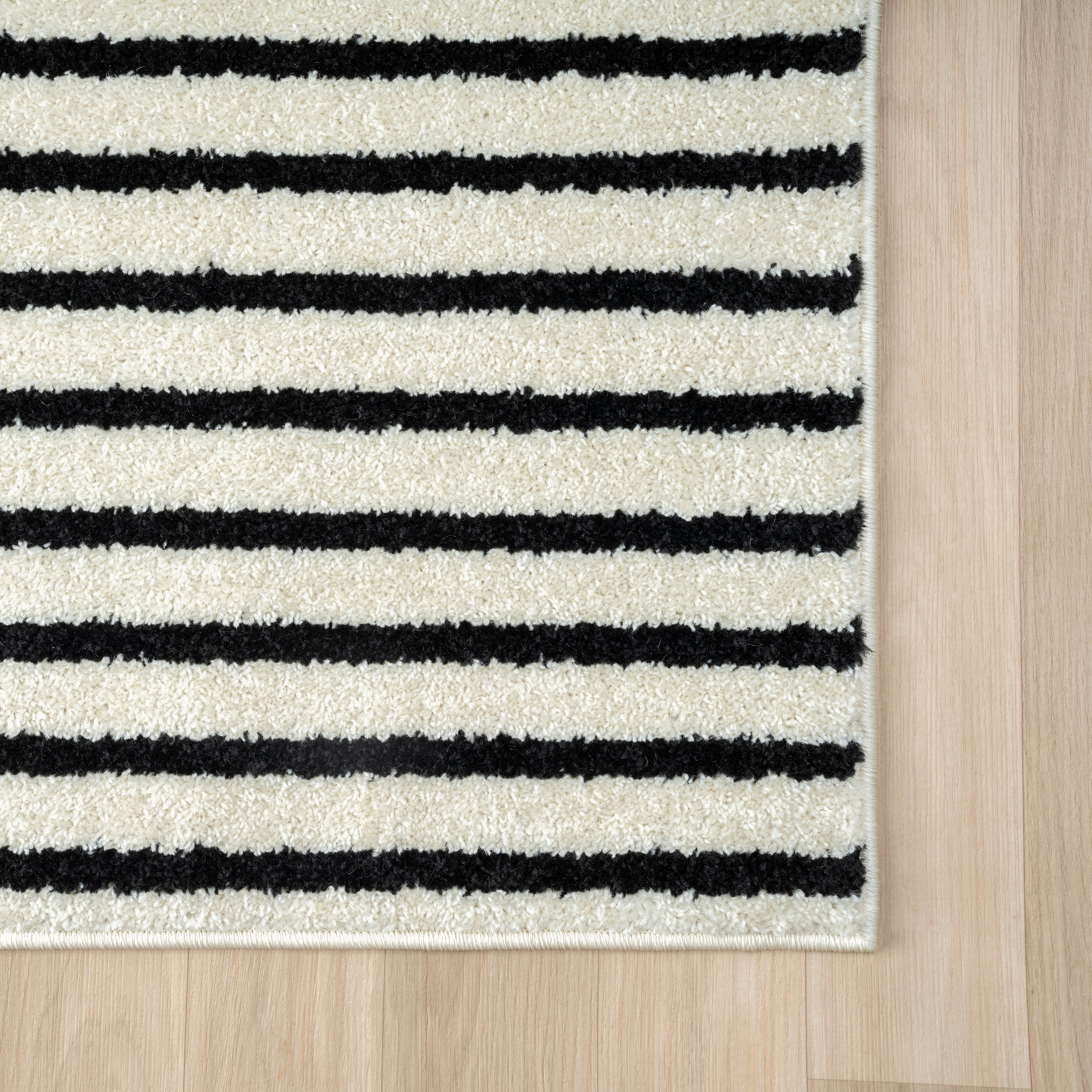 Abani Nuevo Collection Area Rug Mid Century Modern Bedroom Living Room Decor Floor Rug 5 x 8 Black Ivory