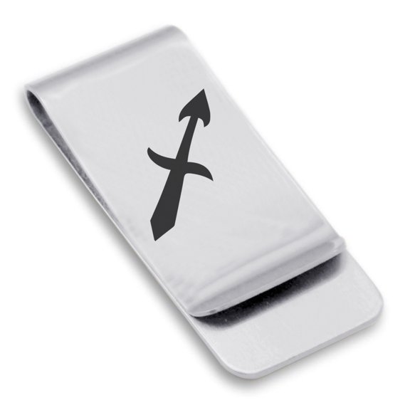Stainless Steel Sagittarius Zodiac Sign (Centaur Archer) Classic Slim Money Clip Credit Card Holder