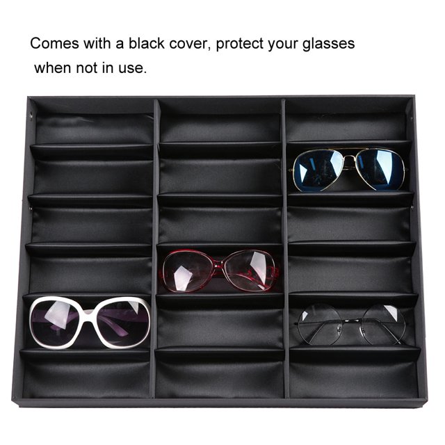 Soporte de Exhibición de Gafas de 18 Rejillas Gafas de Sol, Organizador de Joyas o Relojes, Caja de Soporte de Almacenamiento de Gafas de Sol para Amantes de la Colección Ecomeon no