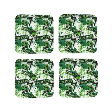

Tideii Football 7 for Leather Coasters 4 Pieces Anti-fouling and Anti-scalding Decorative Coasters Suitable for Restaurants Kitchens Coffee Shops-Square