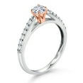 thumbnail image 3 of Gem Stone King 10K White and Rose Gold White Moissanite and White Lab Grown Diamond Engagement Ring for Women (0.34 Cttw, Gemstone, Round 3.5MM, Size 7), 3 of 4