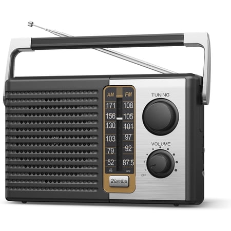 AM FM Radio with Best Reception, Portable Battery Operated Transistor Radios, Headphone Jack, AC Powered, Suit for Senior and Home, Black