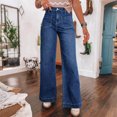 thumbnail image 2 of Clothes For Woman High Waist Wide Leg Jeans For Women Casual Loose Fit Denim Pants With Front Patch Pockets And Button Closure Pantalones De Mujer, 2 of 5