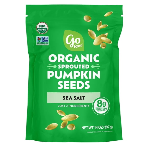 Go Raw Pumpkin Seeds with Sea Salt, Sprouted & Organic, 14 Oz Bag | Keto | Vegan | Gluten Free Snacks | Superfood