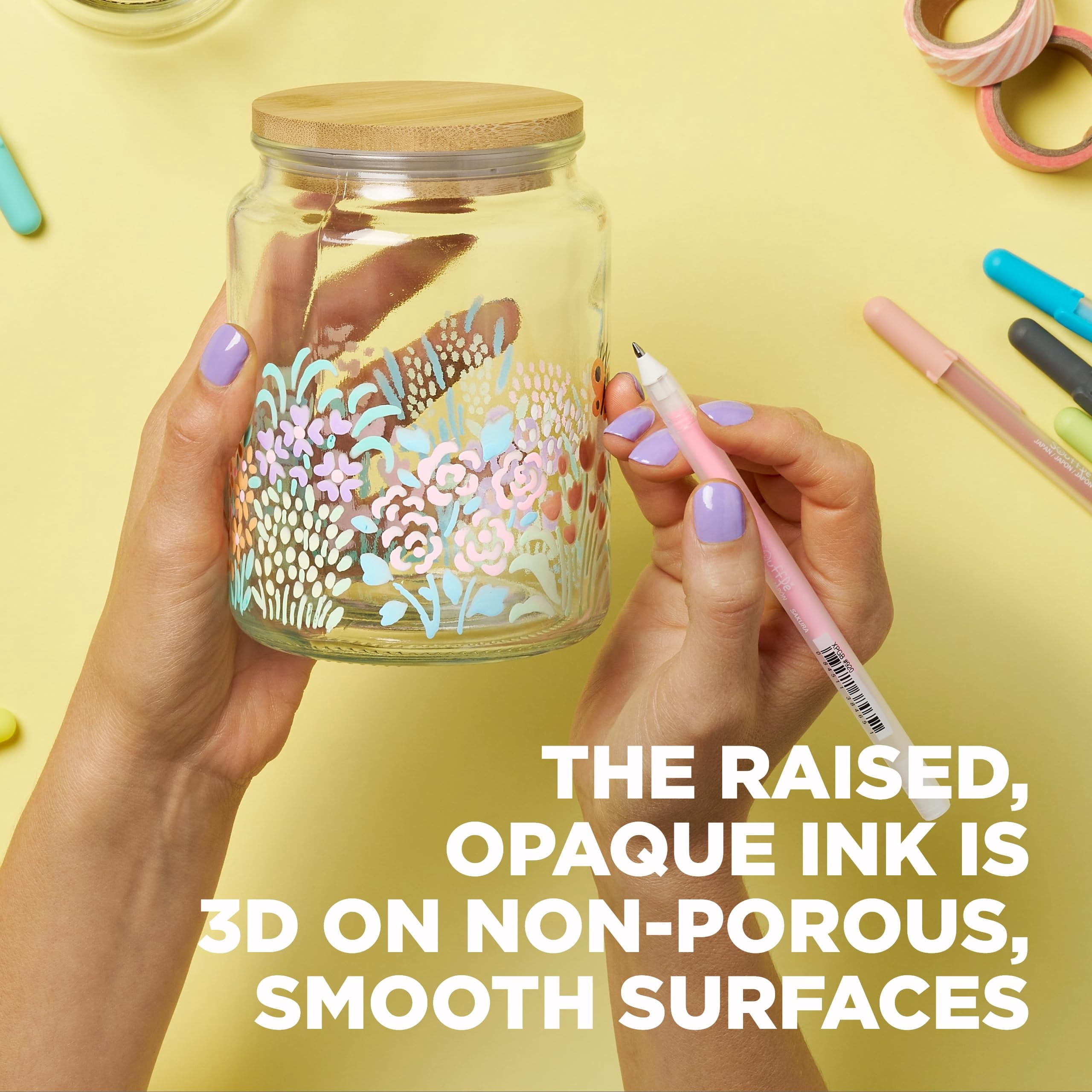 Sakura 3D Soufflé Pen - 3-D Pen for Lettering, Drawing, Line Borders, Ornaments, & More - Opaque White and Pastel Ink Colors - 16 Pack