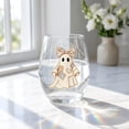 thumbnail image 2 of Cute Ghost Pumpkin 2D Decal Stemless Wine Glass, Fall Halloween Rhinestone Pattern Clear Tumbler Cup, Multi-purpose Transparent Glass Drinkware, 14.2 Oz 1 Pack, 2 of 7