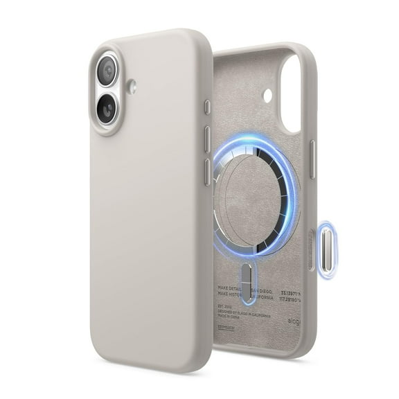 elago for iPhone 17 Case, Premium Magnetic Silicone Case, Compatible with MagSafe, Liquid Silicone Material, Protective Cover, Shockproof, Slim Phone, 6.3 inch (Stone)