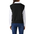 thumbnail image 3 of Chaleco de suéter sin mangas de mujer INSPIRE CHIC, cuello en V, clásico, de punto, parte superior de pullover, S negro, 3 of 6