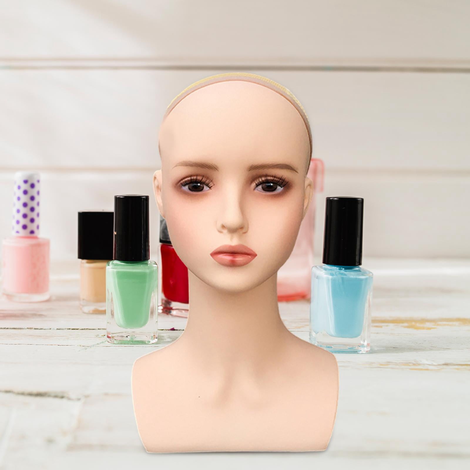 Serenable Cosmetology Doll Head Mannequin Head for Necklace Making Styling Training Head Display for Cap Making and Display Light red lips