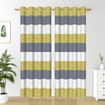 thumbnail image 7 of Nanqianyi Yellow and Grey Blackout Curtains Modern Striped Thermal Insulated Drapes for Bedroom, Light Blocking Darkening Grommet Curtains 2 Panels Set, 52x96 Inches, 7 of 7