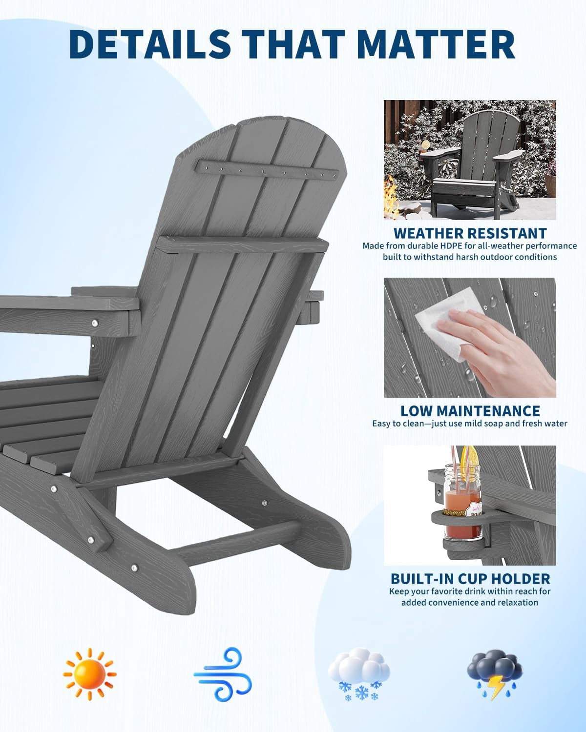 GOGRANT Adirondack Chairs, Gray