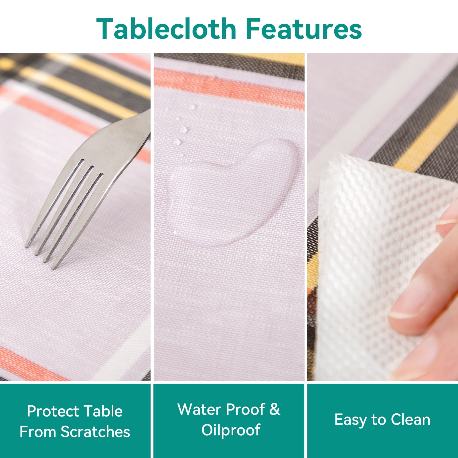 Buffalo Plaid Tablecloth 52x70 inch Plastic Checkered Vinyl Tablecloth with Flannel Backing Party Table Cloth 100% Oilcloth Waterproof Tablecloth