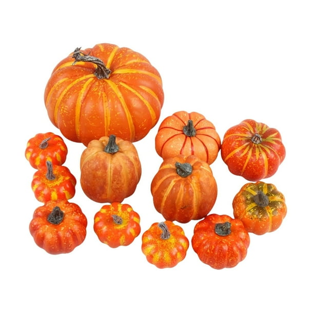 12 piezas de calabazas artificiales, calabazas decorativas, accesorios de fotografía naranjas, calabazas de realistas para otoño, Acción de