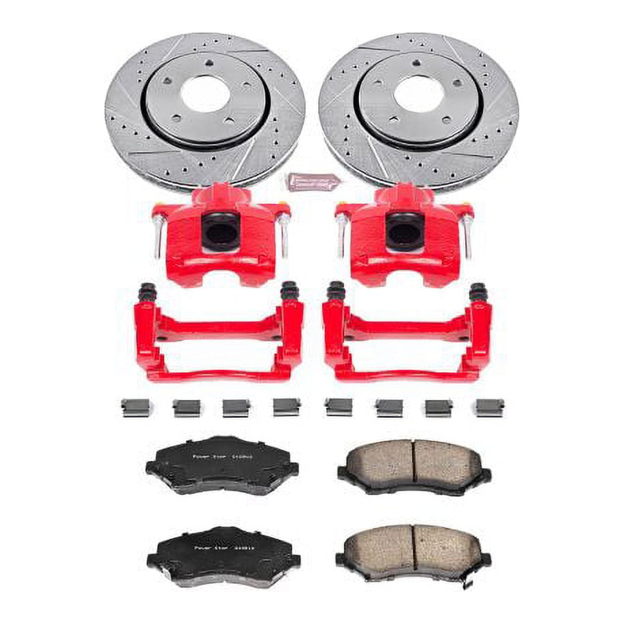 PowerStop Front Z23 Evolution Sport Brake Pad and Rotor Kit with Red Powder Coated Calipers Fits: CHRYSLER DODGE VOLKSWAGEN Select Models KC3118