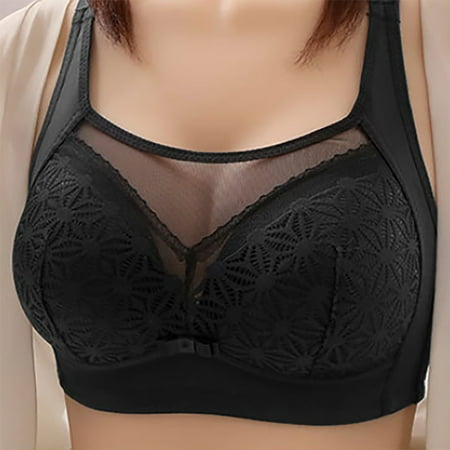 TrendVibe365 Push up Bras for Women Mesh No Underwire Push up Bralette Padded Adjustable Strap Corset Top Full Coverage Crop Cami Top Comfortable Lingerie Black S