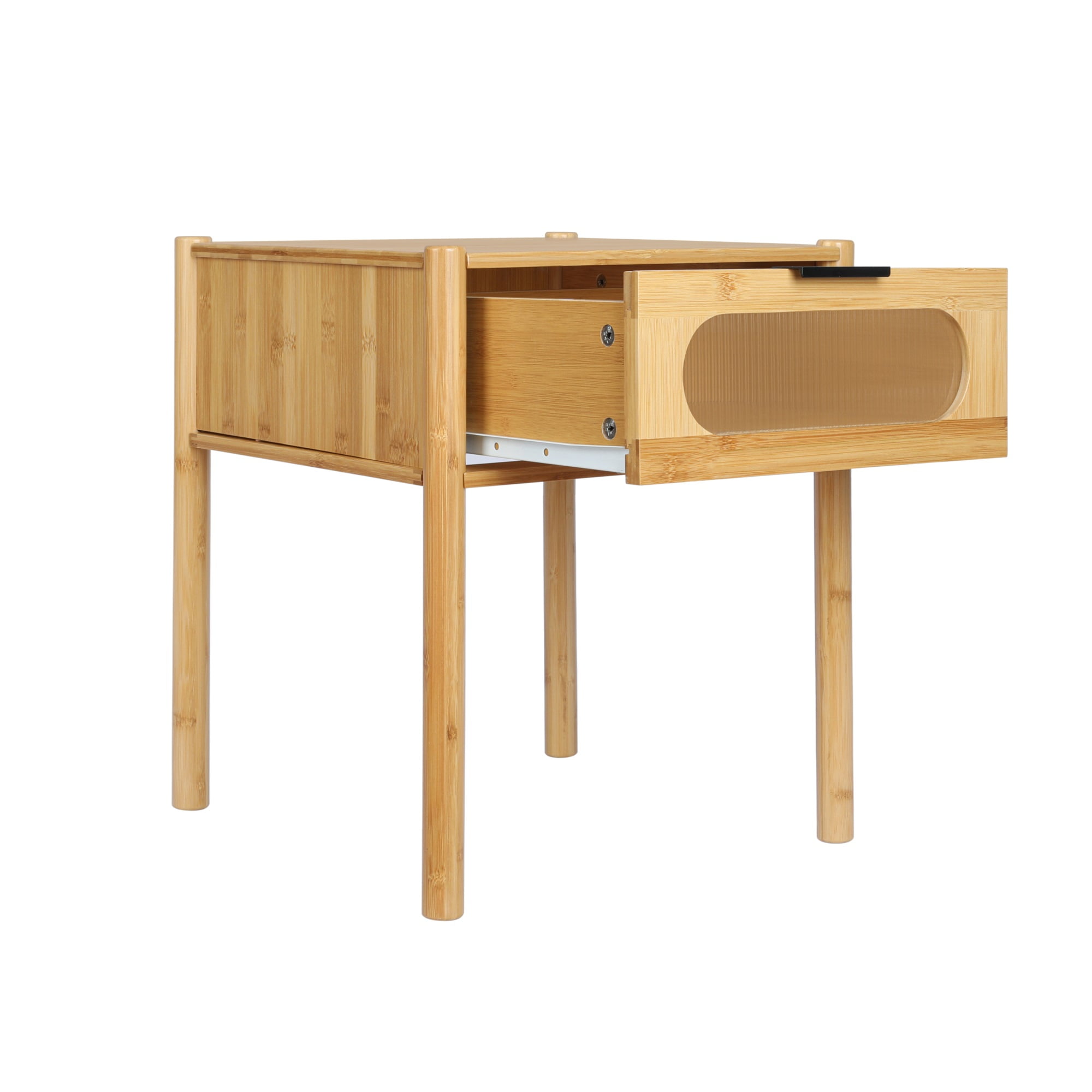 Resenkos Natural Bamboo Accent End Table for Bedroom with Drawer Resenkos Natural Bamboo Accent End Table for Bedroom with Drawer