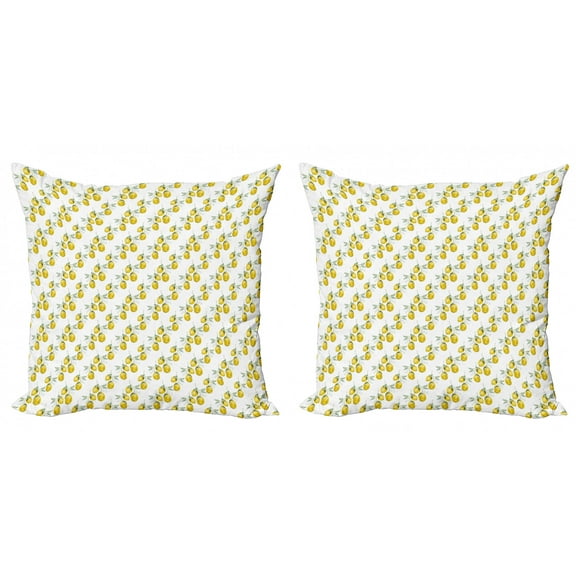 Ambesonne Tree Throw Pillow Cover 2 Pack, Agriculture Kitchen Art, 16", Olive Green Yellow