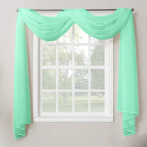 1 Piece Sheer Voile Window Home Decor Fully Hemmed Scarf Valance Swag Topper
