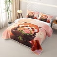 thumbnail image 3 of Manfei Cartoon Animal Print Bed Spread Queen,Pretty Floral Print Queen Coverlet Set,Pink,3-Piece, 3 of 7