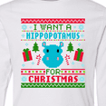 thumbnail image 4 of Inktastic I Want a Hippopotamus for Christmas Pixelated Ugly Sweater Long Sleeve Youth T-Shirt, 4 of 5