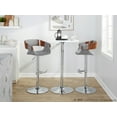 thumbnail image 2 of LumiSource Chrome Metal, Walnut Wood, Grey Fabric Elisa Adjustable Barstool - Set of 2, 2 of 6