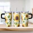 thumbnail image 2 of Sunflower 20 oz Stainless Steel Tumbler with Handle and Straw – Insulated Travel Cup with Sliding Lid, 360° Full Wrap Printed Mug for Home, Outdoor & Sports Use, Spring, 2 of 6