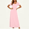 thumbnail image 5 of Fashion Dresses for Womens 2026 Plus Size Summer Casual Solid Color Comfortable Short Sleeve Round-Neck Dress, 5 of 8
