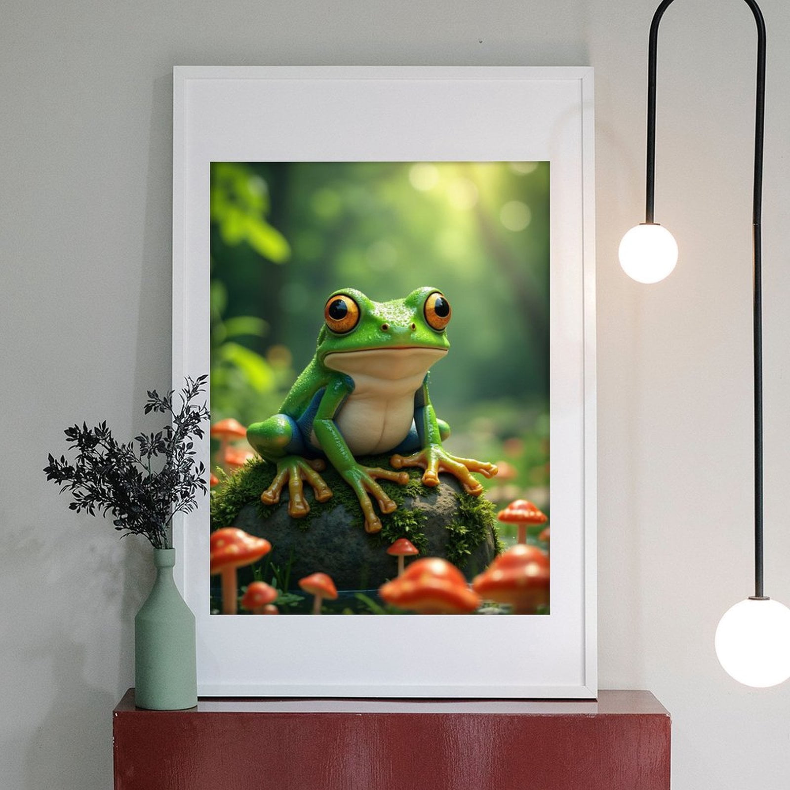 Diamond Art Kit for Adults, Frog On Mossy Rock With Mushrooms Diamond Painting for Adults Beginners, 5D DIY Diamond Art Painting Kits, Colorful Diamond Painting Craft for Home Decor 12x16