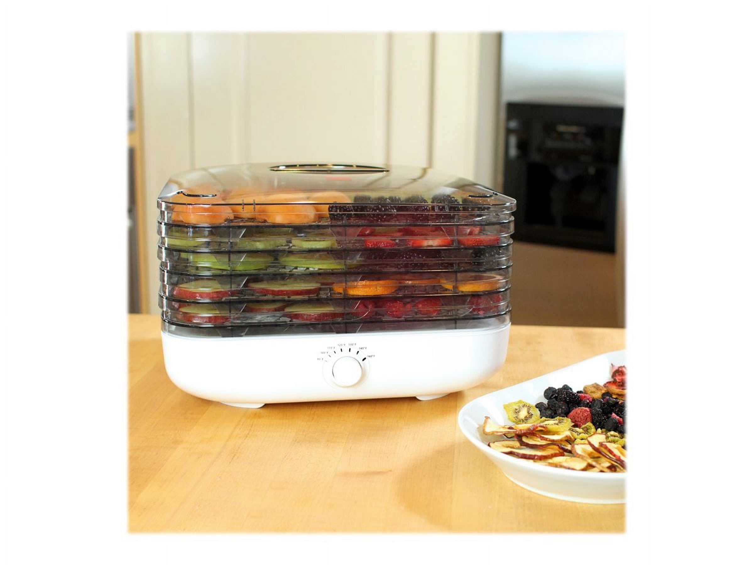 Ronco Turbo EZ-Store 5-Tray Dehydrator with Convection Air Flow, Food  Preserver Adjustable Temperature Control, Quiet Operation, for Jerky,  Fruits, Vegetables, Herbs, White 