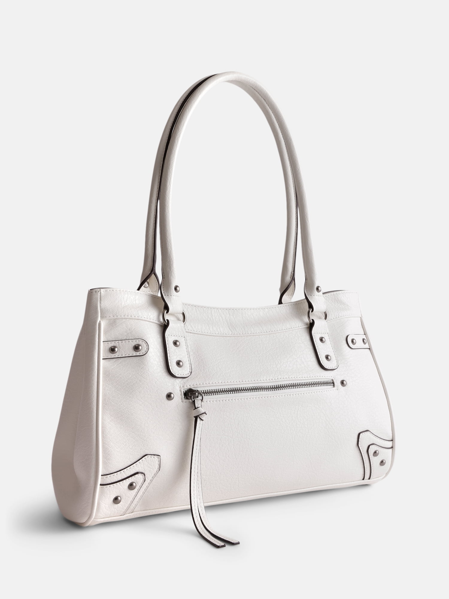 No Boundaries Women's Faux Leather Shoulder Bag, Cream