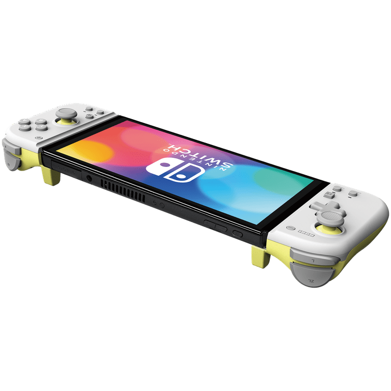 HORI Nintendo Switch and Nintendo Switch OLED Split Pad Compact Video Game  Controller, Light Gray / Yellow 