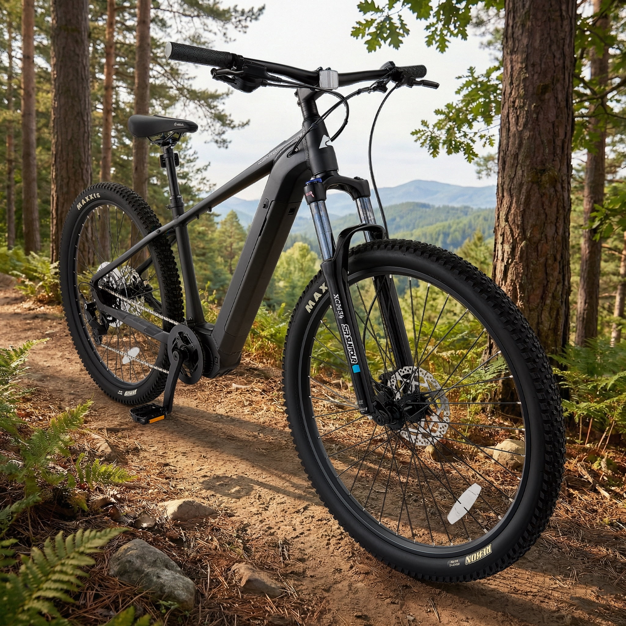 Ozark Trail 29" M.2 Ridge+ Electric Mountain Bike, Class 1 Mid-Drive, Medium Frame, Fits Riders 5'5"-5'11", Black, Adult, Unisex, Online Only