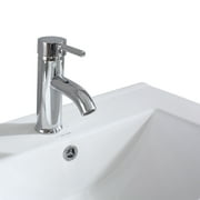 WONLINE 24 Vanity Top Integrated Sink Bowl White Ceramic + Faucet & Drain Bathroom Sink