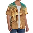 thumbnail image 2 of Sikiie Starfish And Seashell 1 Men's Wrinkle Free Untucked Cuban Shirt Business Casual Button Down Shirts Short Sleeve ShirtLarge, 2 of 5
