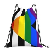 LGBTQ Gay Straight Ally Pride Flag Drawstring Backpack Gym Bag Swim Bag Sackpack Storage Pouch for Women Men Sports Yoga