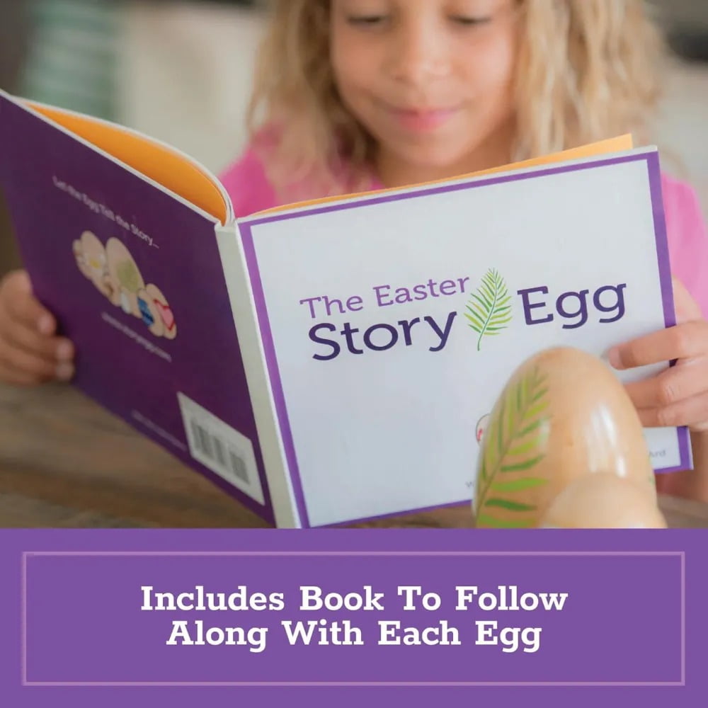 The Easter Story Egg - With Storybook about Resurrection - Colorful Hand Painted Nesting Dolls Toys - 7 Decorative Nesting Eggs - Great Christian or Catholic Gift -Teach Kids about Easter!