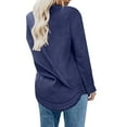 thumbnail image 7 of Jewelreauty Women Long Sleeve Shirts Casual Solid Color Round Neck Pullover Tops Loose Cozy T-Shirts (L, Navy), 7 of 7