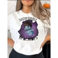 thumbnail image 1 of Creative English Ghost Man Pattern Printed Women'S Fashionable Round Neck Short Sleeve, Simple Casual Sports T-Shirt, Comfortable Summer Top for Holidays., 1 of 6