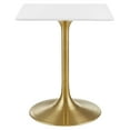 thumbnail image 2 of 24" Square Wood Top Dining Table with Aluminum Metal Base, Gold White, 2 of 7