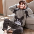 thumbnail image 3 of Warm Cute Fleece Pajamas For Men Thick Plush Pajama Sets Winter Male Sleepwear Coral Velvet Flannel Clothes Home Suit Пижама tzw, 3 of 7