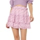thumbnail image 1 of Minifalda Floral Tipo Patinadora Con Cintura Elástica Y Dobladillo Con Volantes En Capas Para Mujer Púrpura S, 1 of 6