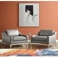 thumbnail image 2 of Armchair Accent Chair, Set of 2, Leather, Steel, Grey Gray, Modern Contemporary Urban Design, Living Lounge Room Hotel Lobby Hospitality, 2 of 4