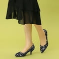 thumbnail image 2 of BLISSFUL STEP Women's Pointed Toe Polka Dots Stiletto Heels Pumps, 2 of 5