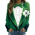 thumbnail image 1 of VBARHMQRT Chandails à Capuche Zippés pour Femmes Femmes T-Shirts de la Saint-Patrick Col Rond Chandail Vert Manches Raglan Chandail à Enfiler Hauts Amples Convenant aux Hauts Habillés, 1 of 5