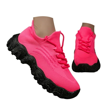 Mepaouo Fashion Sneakers for Women Thick Sole Lace up Running Shoes Lightweight Walking Shoes