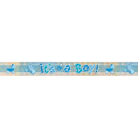 Prismatic Foil It's a Boy Baby Shower Banner, 9 ft, Blue, 1ct