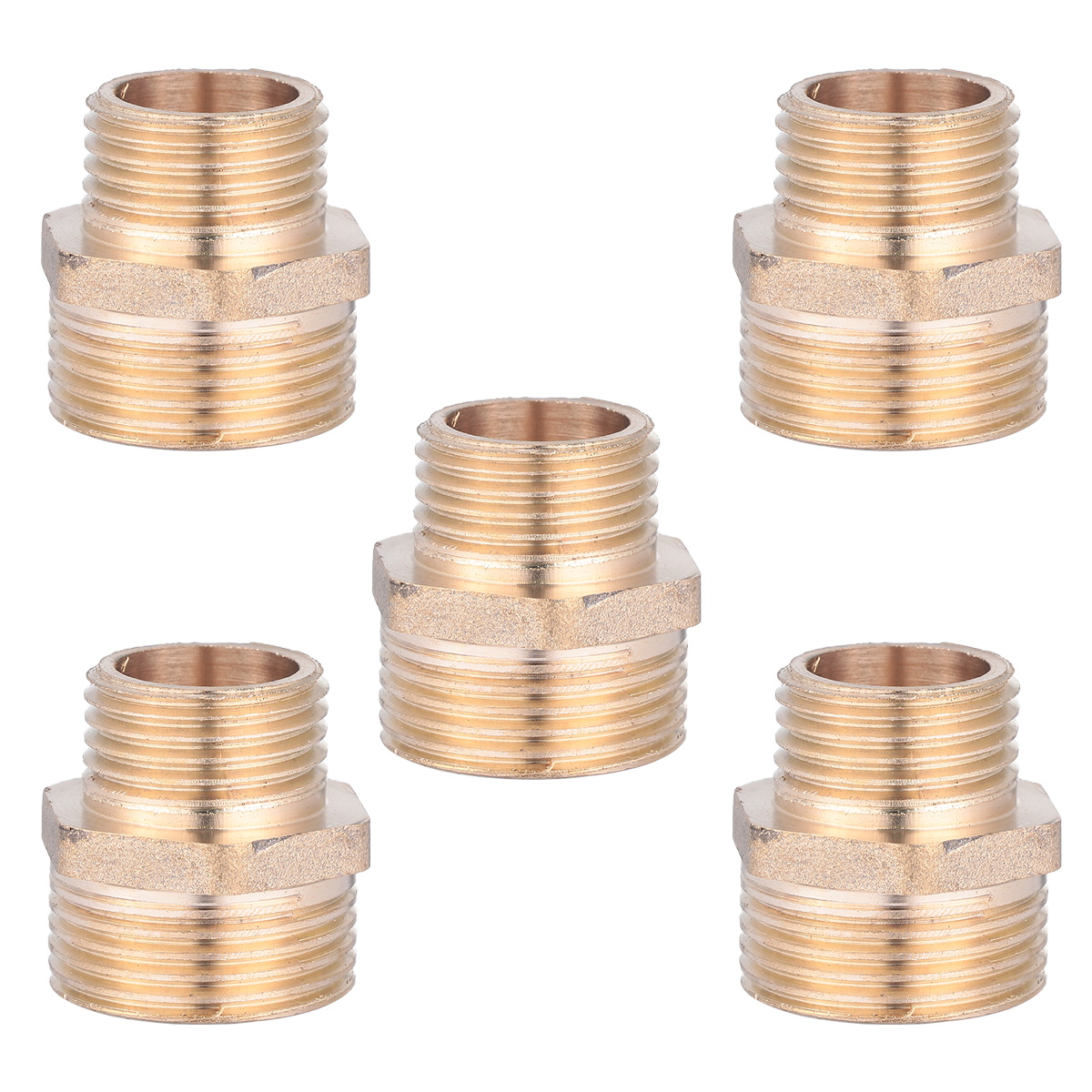 5 Pcs Threaded Brass Coupler Brass Pipe Fitting Male Adapter Brass