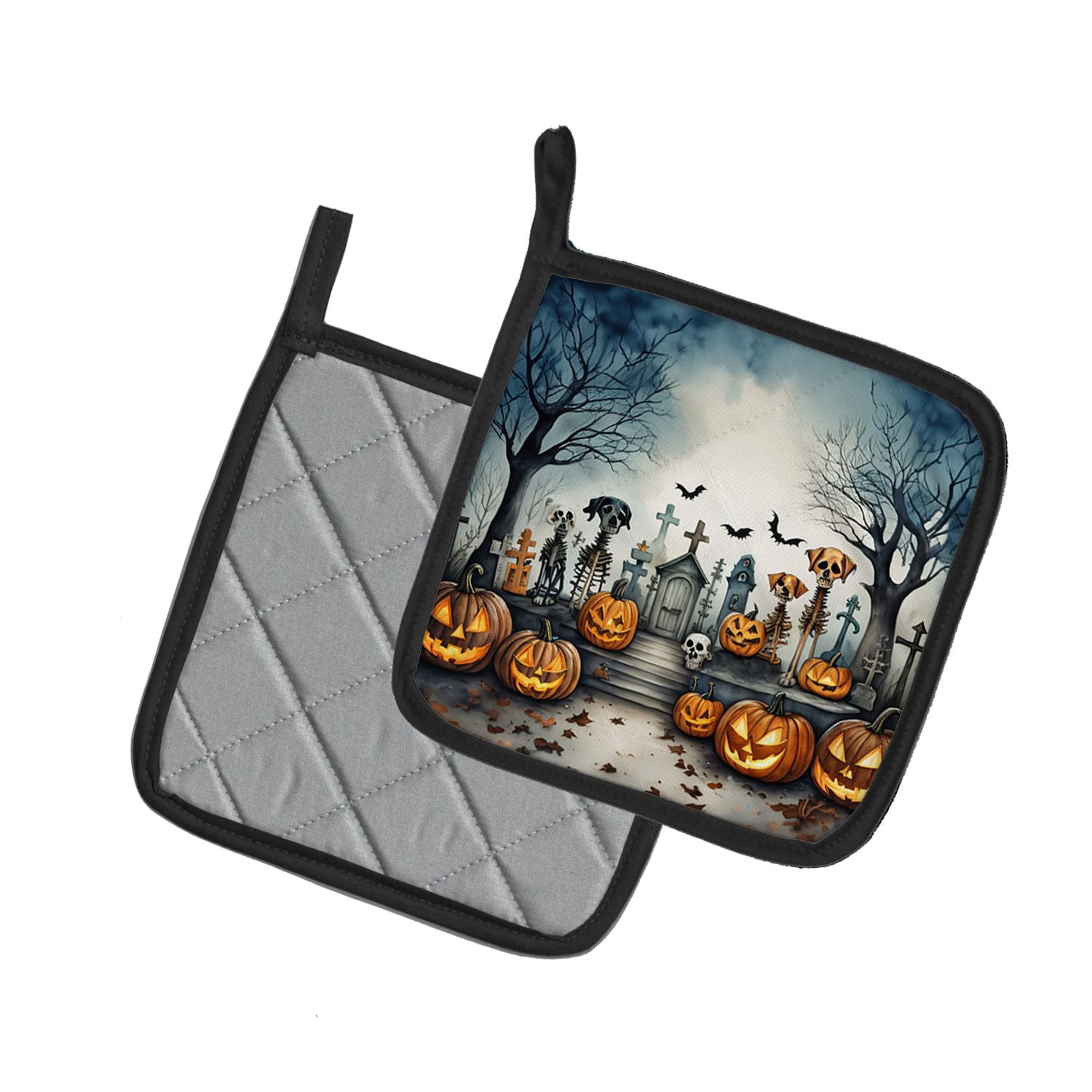 Halloween Pair of Pot Holders 7.5x7.5 Inch Heat Resistant Kitchen Decor